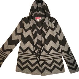 WOMENS alley & gabby by 212 NY warm gray hooded Aztec cardigan size Small.